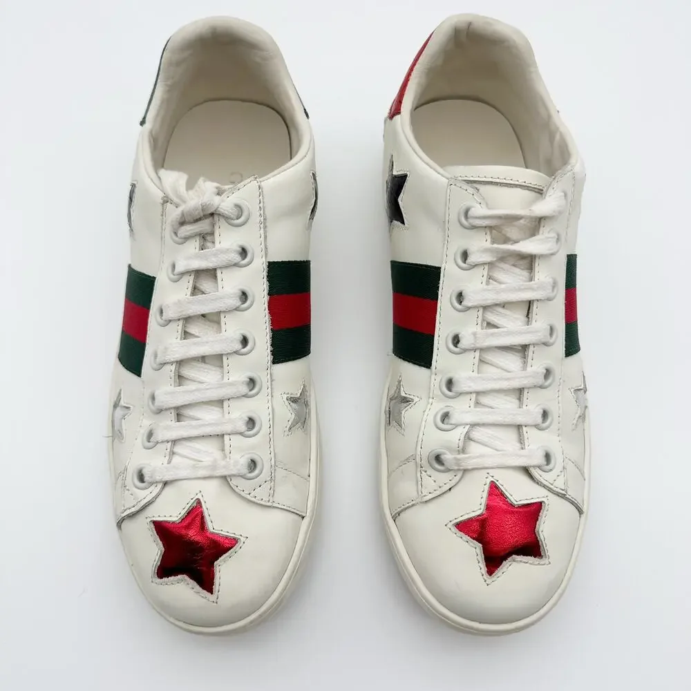 Gucci | Shoes | Gucci Sneakers Ace White Leather Web Stripe  display picture 1